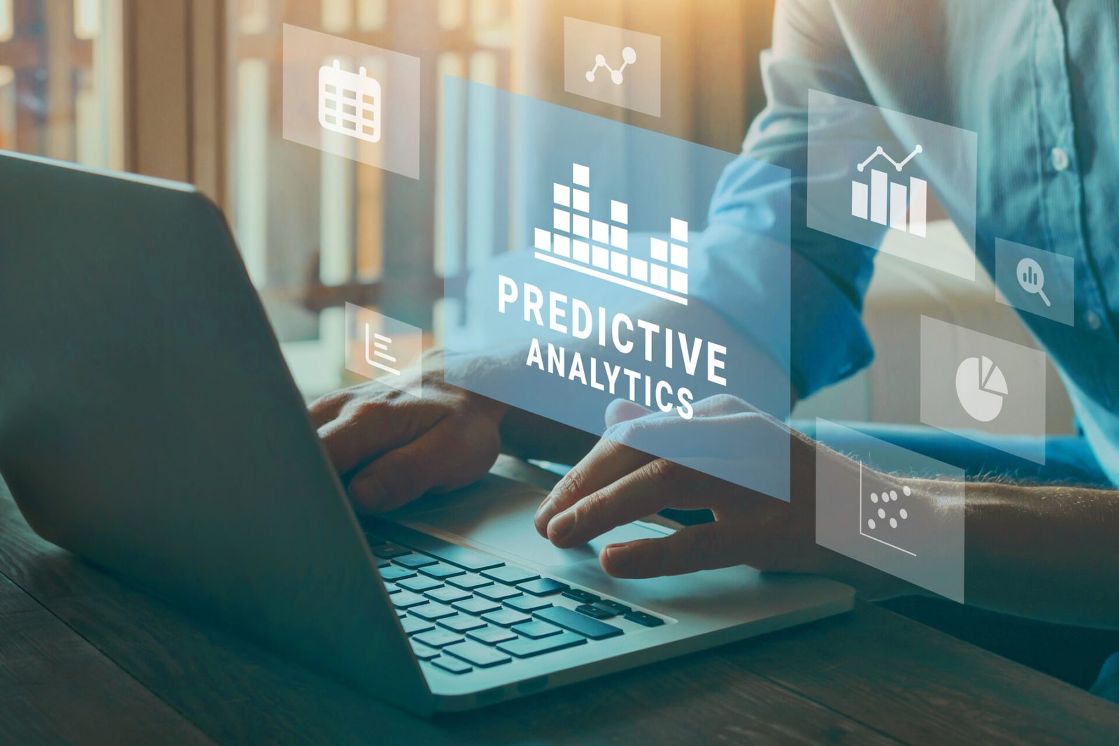 Computer showing predictive analytics at the user's fingertips